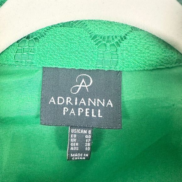 Adrianna Papell Lace Popover Shirt Dress Size 8 Mod Retro Kelly Green Pockets - Picture 6 of 7